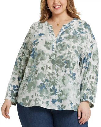 NYDJ Pheasant Top In Green/ White