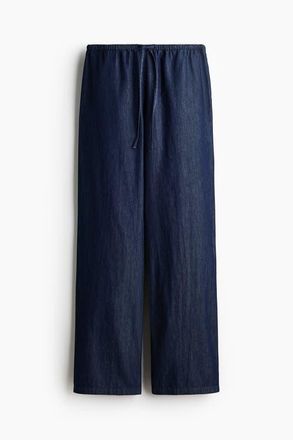 H&M Denim Drawstring Trousers in Dark Denim Blue at Nordstrom, Size X-Small