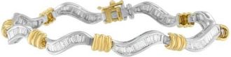 House of Brilliance Original Classics 10K Two-Tone Gold Baguette Cut Diamond Spiral Bracelet in Yellow at Nordstrom