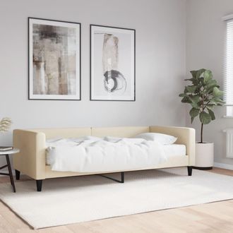 vidaXL Sof&aacute; Cama Con Colch&oacute;n Tela Crema 90x200 Cm Vidaxl