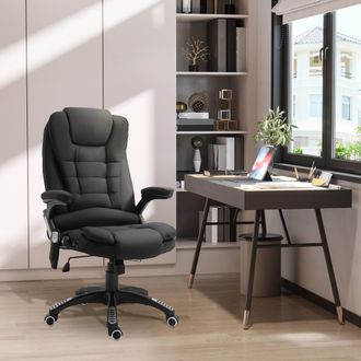 STILVORA Stilvora Poltrona Da Ufficio Ergonomica Massaggiante Con Riscaldamento, Altezza Regolabile E Ruote, Poliestere, Nero