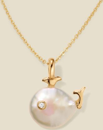 Made by Mary Pearl Whale Charm Necklace