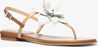 Michael Kors Jacie Floral Embellished Leather T-Strap Sandal