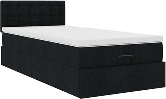 vidaXL Cama Otomana Con Colch&oacute;n Negra 90x200 Cm Tela Vidaxl