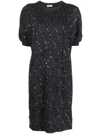 Brunello Cucinelli sequin-embellished shift dress - Grey