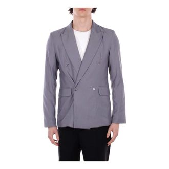 John Richmond Formal Blazers, male, Gray, Size: XL Double-breasted Jacket