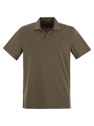 Fedeli Cotton Polo Shirt With Open Collar