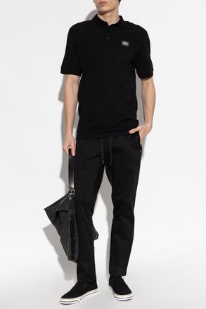 Dolce & Gabbana Polo With Logo Appliqu&eacute;, Mens, Black