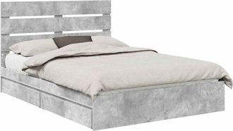 vidaXL Cama Con Almacenamiento Con Cabecera Gris Concreto 150 X 200 Cm Vidaxl
