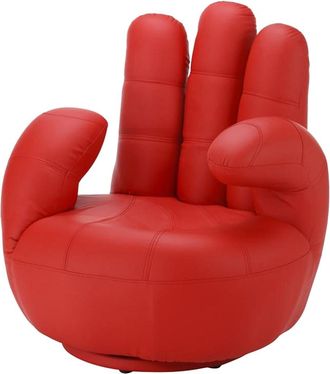 Vente-Unique Sill&oacute;n mano giratorio CATCHY - Piel sint&eacute;tica - Rojo