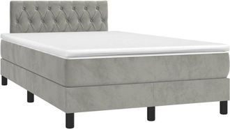 vidaXL Cama Box Spring Colch&oacute;n Y Led Terciopelo Gris Claro 120x190 Cm Vidaxl