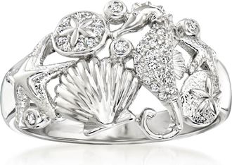 Ross-Simons Diamond Sea Life Ring in Sterling Silver