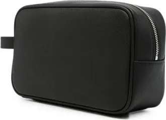 Emporio Armani Logo-Plaque Textured Clutch - Black