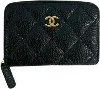 Chanel Pre-owned Wallets, female, Black, Size: ONE SIZE Pre-owned Caviar Leather Coin Case