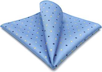 Shlax & Wing Dots Blue Azure Pocket Square for Suit Mens Handkerchief
