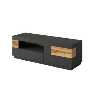 Petits Meubles Mueble TV 1 puerta 2 cajones estratificado Gris antracita marr&oacute;n