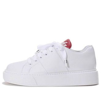 Prada (WMNS) PRADA Leather Platform Sneakers White with Red Tongue 1E368L_3KWG_F0970_F_045
