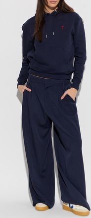 Ami Sweatshirt With Embroidered Logo, Womens, Navy Blue