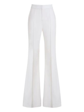 Elie Saab pleated-front flared pants - women - Silk/Acetate/Viscose/Elastane - 42 - White