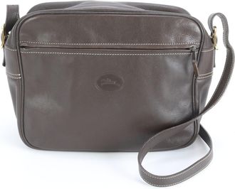 Longchamp Brown Leather Messenger Bag Shoulder Bag (Pre-Owned)