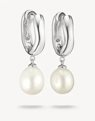 Thomas Sabo orecchini a cerchio con perla in argento, bianco