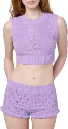 Florence By Mills Pointelle Knit Crop Tank in Millie Lavender at Nordstrom, Size Xx-Small