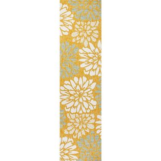 Jonathan Y Designs Zinnia Modern Floral Textured Weave Indoor/Outdoor Area Rug in Yellow/cream at Nordstrom, Size 5Ft 0In X 5Ft 0In