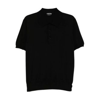 Tom Ford Polo Shirts, male, Black, Size: 2XL Pure Cotton Polo