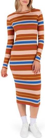 Hurley Just A Girl Long Sleeve Knit Midi Dress in Leather Brown at Nordstrom Rack, Size X-Large