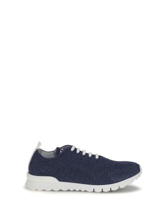 Kiton Blue Stretch Knit Sneakers