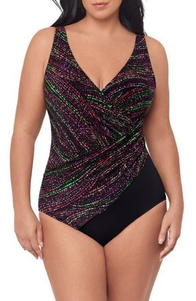 Miraclesuit Light Show Oceanus One-Piece Swimsuit in Black/Multi at Nordstrom, Size 16W