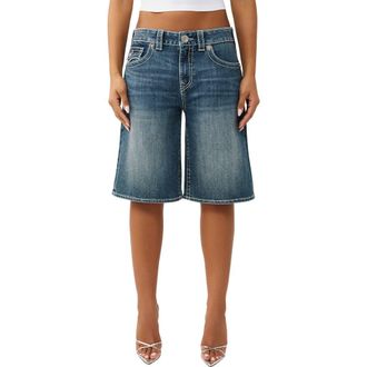True Religion Big-T Baggy Denim Shorts in Blue Radiance at Nordstrom, Size 29