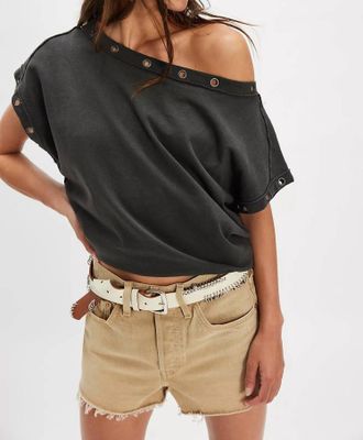 Free People Billie Off The Shoulder Tee In Black