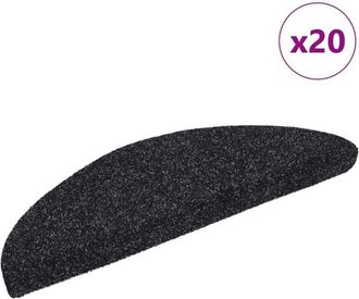 vidaXL Vidaxl - Felpudos Autoadhesivos Para Escaleras, 20 Unidades, 56 X 17 X 3 Cm, Negros, Semicirculares