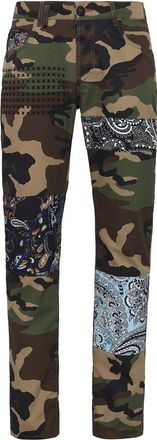 Philipp Plein Jeans Straight Cut Paisley - Heren - Slim Fit Jeans - Groen - W30 - Katoen - Jeans