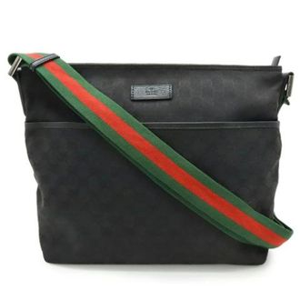 Gucci Vintage, unisex, Zwart, ONE Size, Pre-owned Canvas Cross Body Tas