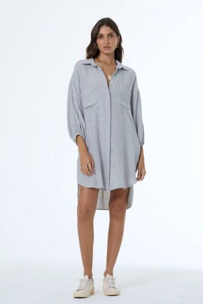 Young Fabulous & Broke Sand Dollar Rail Road Stripe Shirt Dress In Grey
