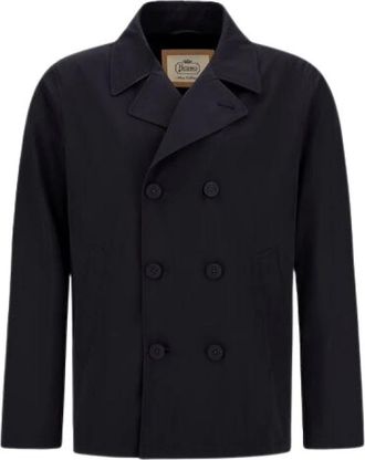 Herno Pea Coat in Dean - Heren - Mantel - Blauw - L - Katoen - Jassen