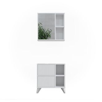 Vicco Conjunto De Muebles De Ba&ntilde;o Leano, Blanco, 2 Partes