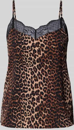 Pieces Relaxed Fit Blusentop mit Spitzenbesatz Modell TIFFANY in Mittelbraun, Gr&ouml;&szlig;e XL