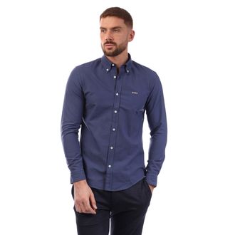 HUGO BOSS Mens H-Roan-Bd-E-C1-243 Shirt in Navy Cotton - Size X-Large