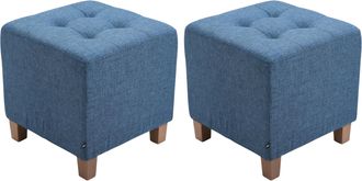 Clp Clp - Set De 2 Taburetes Puff Pharao En Tela Azul