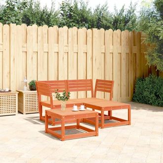 vidaXL Juego De Sof&aacute;s De Jard&iacute;n 3 Pzas Madera Maciza Pino Marr&oacute;n Cera Vidaxl