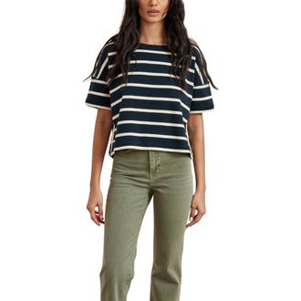 La Ligne Short Sleeve Breton Tee in Navy/ecru at Nordstrom, Size X-Small