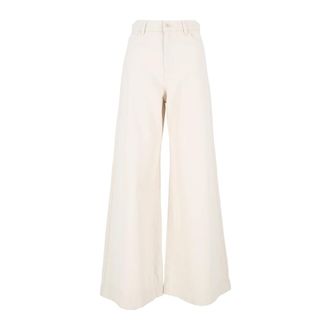 Max Mara Canneti Wide Broeken - Dames - Broeken - Wit - Maat: XS Katoen