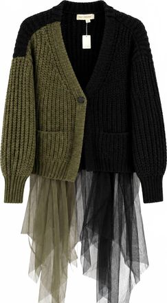 Hot & Delicious Womens Tule Sweater In Green/black