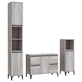 Berkfield Home 3 Piece Bathroom Furniture Set Grey Sonoma Engineered Wood