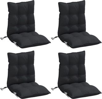 vidaXL Cojines Para Silla Con Respaldo Bajo 4 Uds Tela Oxford Negro Vidaxl