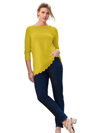 Jessica London Scallop Boatneck Tunic in Golden Citrus at Nordstrom, Size Medium
