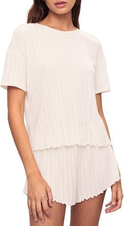 Eberjey Pointelle Rib Pajama Top in Ivory at Nordstrom, Size X-Large